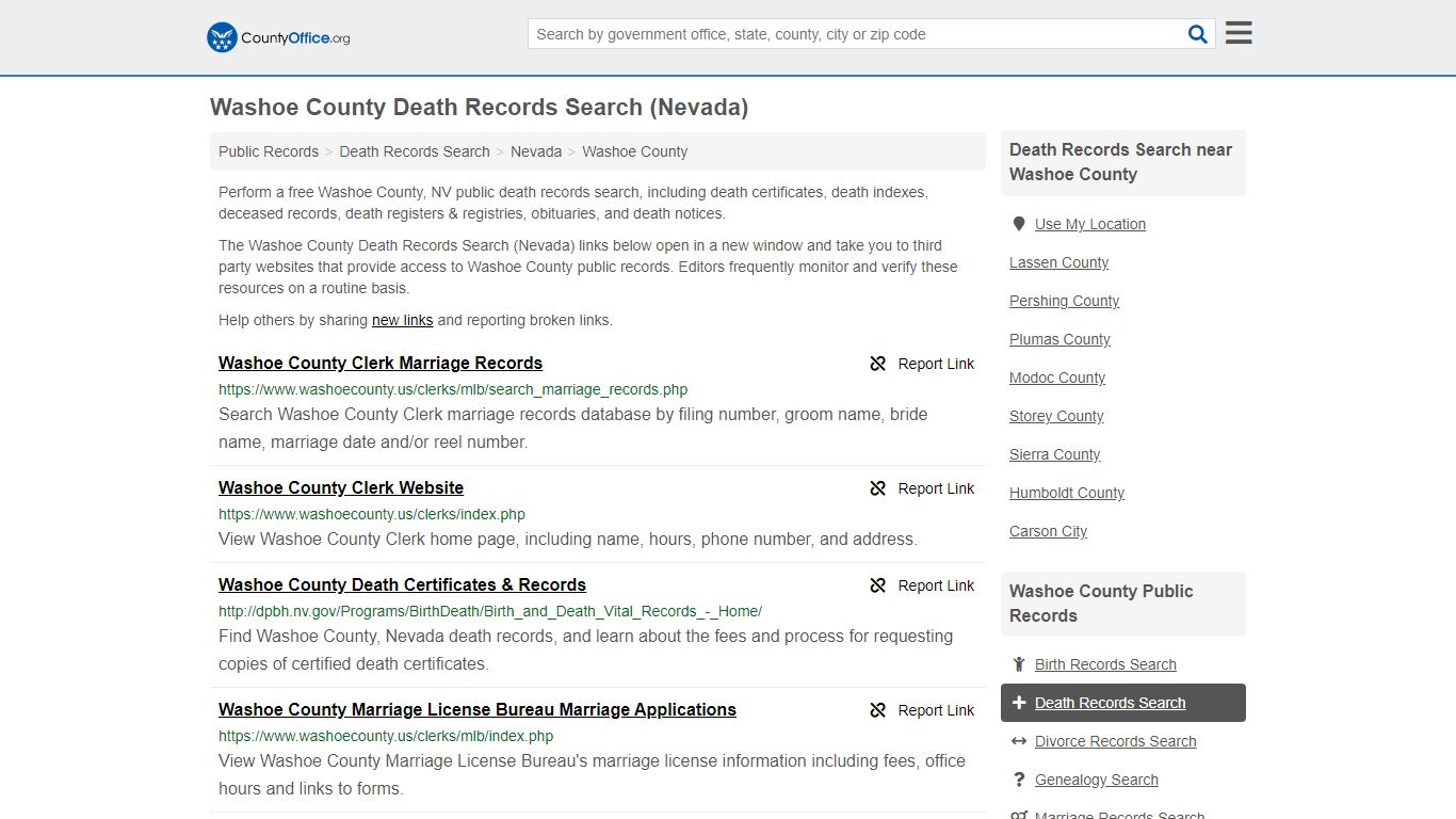 Death Records Search - Washoe County, NV (Death ...